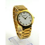 RAYMOND WEIL, AN 18CT GOLD PLATED GENT'S WRISTWATCH The circular white dial with calendar window, on