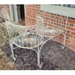 A REGENCY STYLE WIRE WORK LOVESEAT In a white painted finish. (w 102cm x d 51cm x 80cm) Condition: