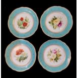 THOMAS BARLOW, A 19TH CENTURY ENGLISH PORCELAIN COMPORT SET Four plates having a wide green border