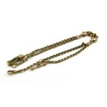 A VICTORIAN 9CT GOLD ALBERTINA WATCH CHAIN Double link chain with oval form decorative links to