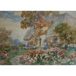 T.E. FRANCIS, 1899 - 1912, A PAIR OF WATERCOLOURS Landscapes, country cottage with flowers, signed