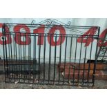 A PAIR OF STANDARD SIZE IRON SCROLL AND BAR DRIVEWAY GATES. (264cm x 94cm) Condition: good overall