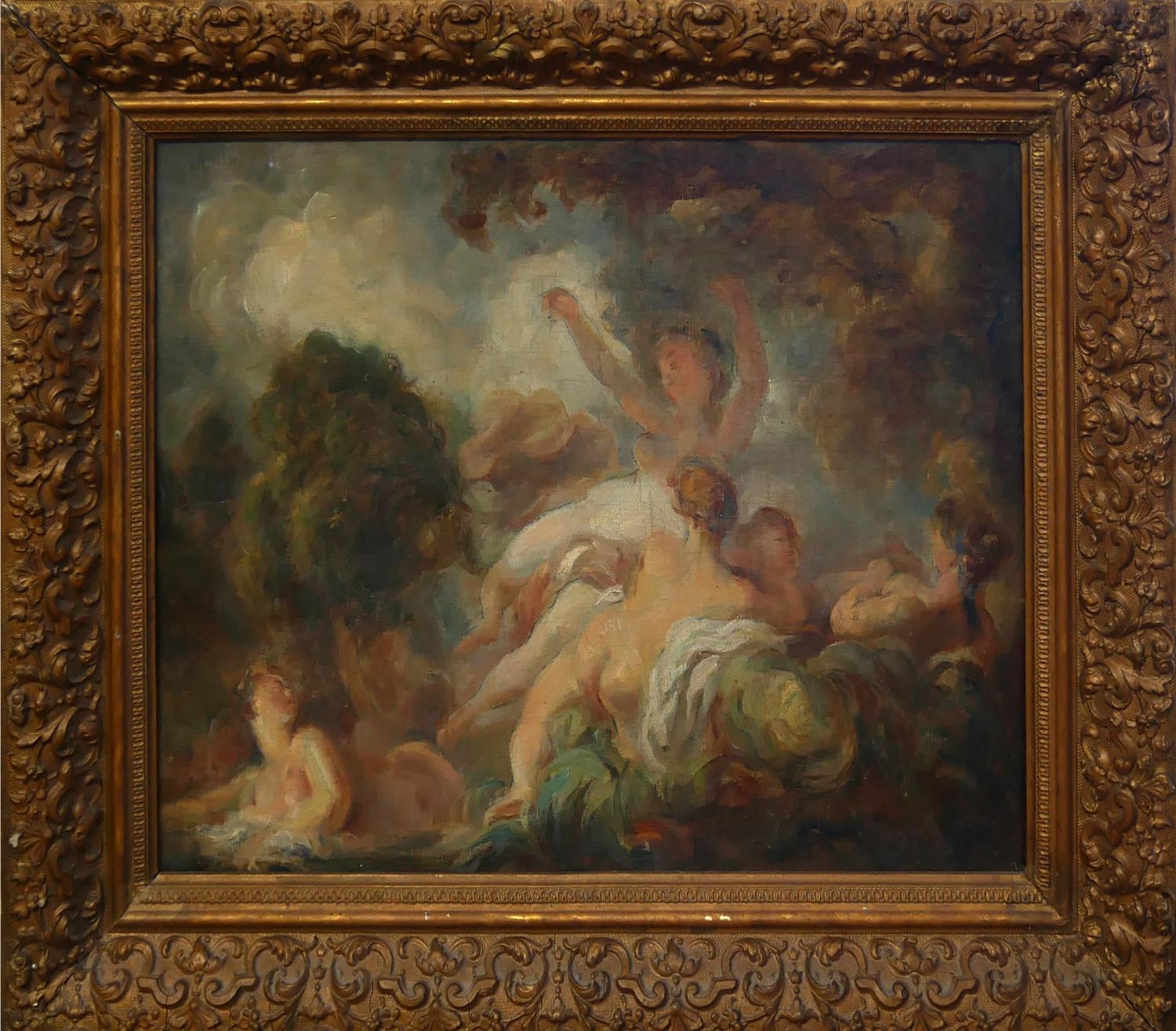 AFTER JEAN-HONORÉ FRAGONARD, OIL ON CANVAS Titled 'The Bathers', gilt framed. (52cm x 43cm) - Image 3 of 7
