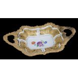 MEISSEN, A LATE 19TH/EARLY 20TH CENTURY GERMAN PORCELAIN BASKET Twin handles with gilt scrolled