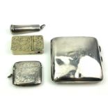 A COLLECTION OF EARLY 20TH CENTURY SILVER SMOKING ACCESSORIES To include a cigarette case,