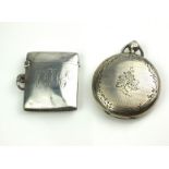 AN EDWARDIAN SILVER RECTANGULAR VESTA CASE Hallmarked Birmingham, 1910, together with a French