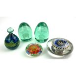 A COLLECTION OF VICTORIAN AND LATER GLASS PAPERWEIGHTS To include two millefiori paperweights and