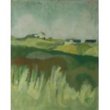 A MID 20TH CENTURY IRISH SCHOOL OIL ON BOARD, LANDSCAPE View with buildings, signed with initials '