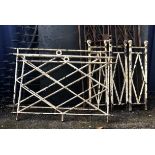 FIVE VICTORIAN WROUGHT IRON FENCE PANELS With lozenge panels. (2cm x 172cm x 114cm, 3cm x 37cm x