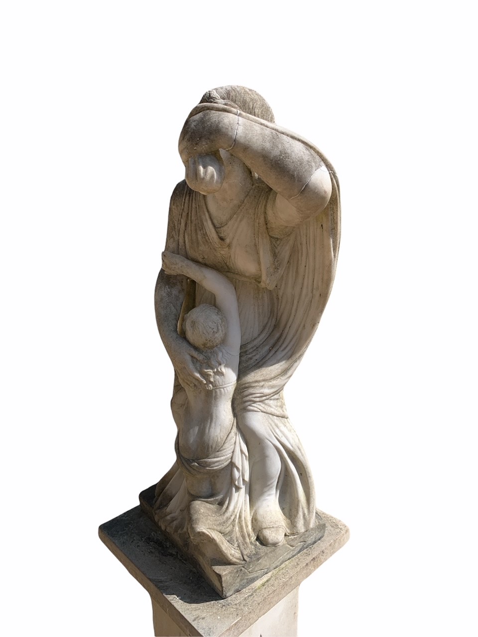 AFTER THE ANTIQUE, A 19TH CENTURY MARBLE STATUE OF NIOBE AND HER YOUNGEST DAUGHTER The robed - Image 3 of 5