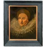 16TH/17TH CENTURY ENGLISH SCHOOL OIL ON CANVAS Portrait of Elizabeth I, relined, framed. (sight 33.