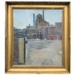 A 20TH CENTURY BRITISH SCHOOL OIL ON CANVAS Industrial landscape, gilt framed. (sight 62cm x 74.5cm,