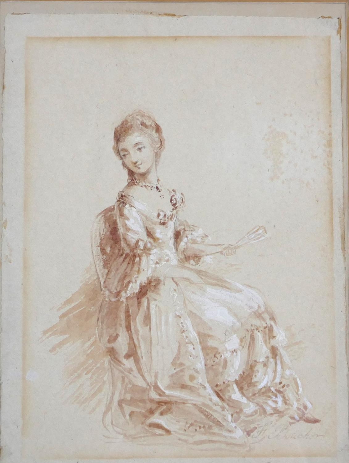 FRANÇOIS BOUCHER, PARIS, 1703 - 1770, 18TH CENTURY PEN, BROWN INK, CHALK AND WASH ON LIGHT BROWN