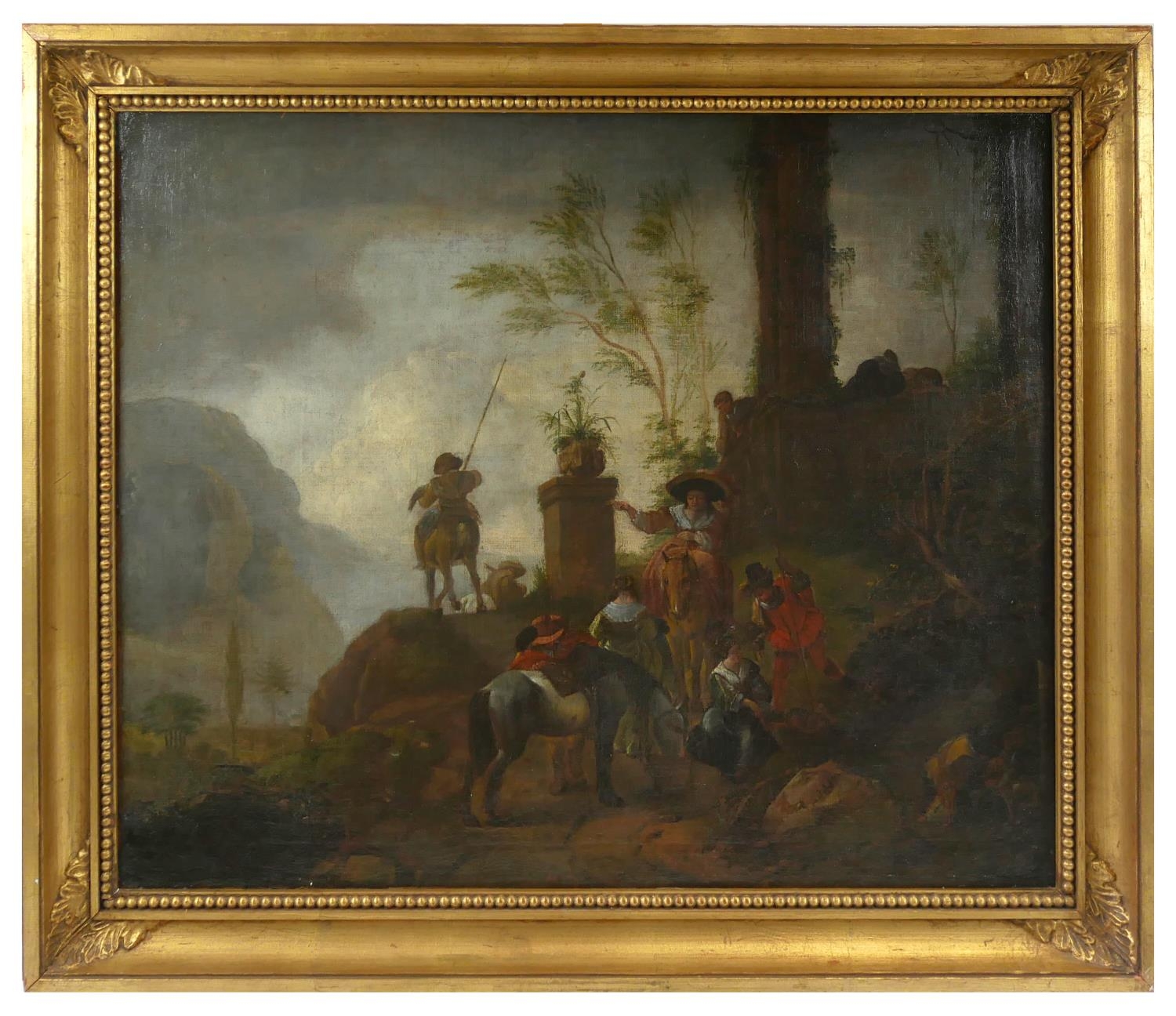 PHILIPS WOUWERMAN, HAARLEM, 1619 - 1668, 17TH CENTURY OIL ON CANVAS 'The Departure of Hunters near a - Bild 2 aus 9