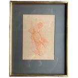 A 19TH CENTURY SANGUINE ON BUFF PREPARED ARTIST BOARD, CIRCA 1880 'A Model at Her Toilette' (