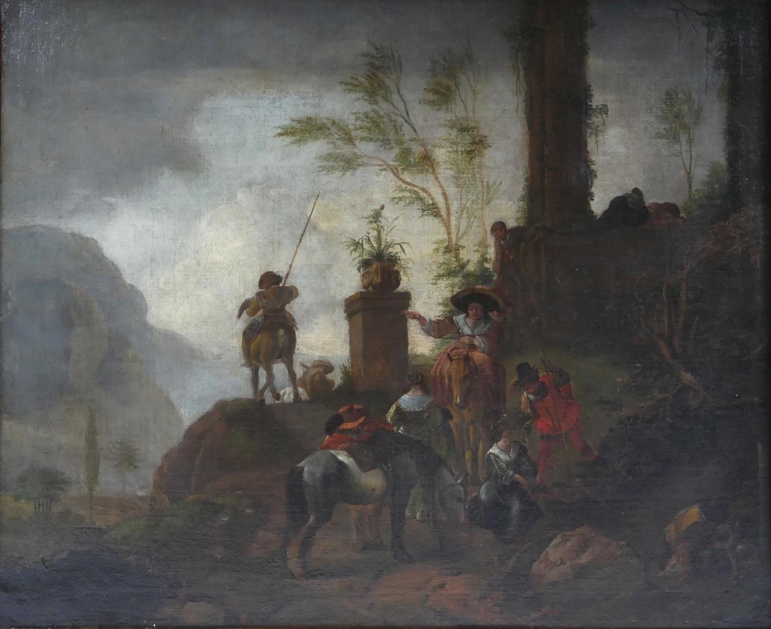 PHILIPS WOUWERMAN, HAARLEM, 1619 - 1668, 17TH CENTURY OIL ON CANVAS 'The Departure of Hunters near a