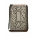 AN EARLY 19TH CENTURY BIRMINGHAM 1825 SILVER VINAIGRETTE Engraved with leaf decoration, the hinged