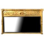 A 19TH CENTURY REGENCY GILTWOOD OVERMANTEL MIRROR Decorated with scrolling foliage and shell