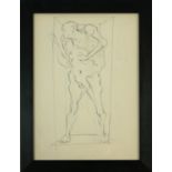 MICHAEL AYRTON, 1921 - 1975, DOUBLE SIDED PENCIL Titled 'Webb, Study of Sculpture', signed, framed