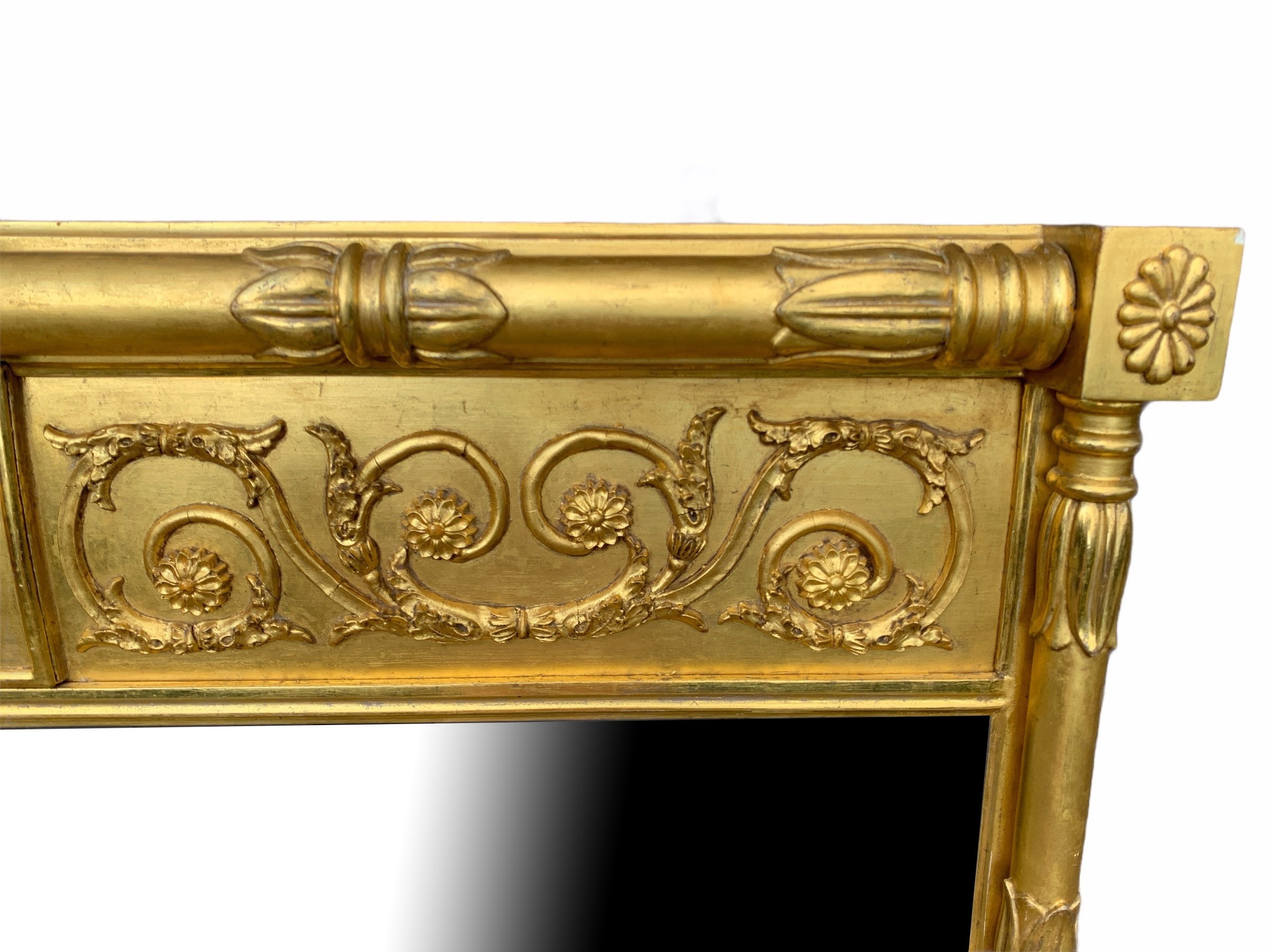 A 19TH CENTURY REGENCY GILTWOOD OVERMANTEL MIRROR Decorated with scrolling foliage and shell - Image 3 of 4