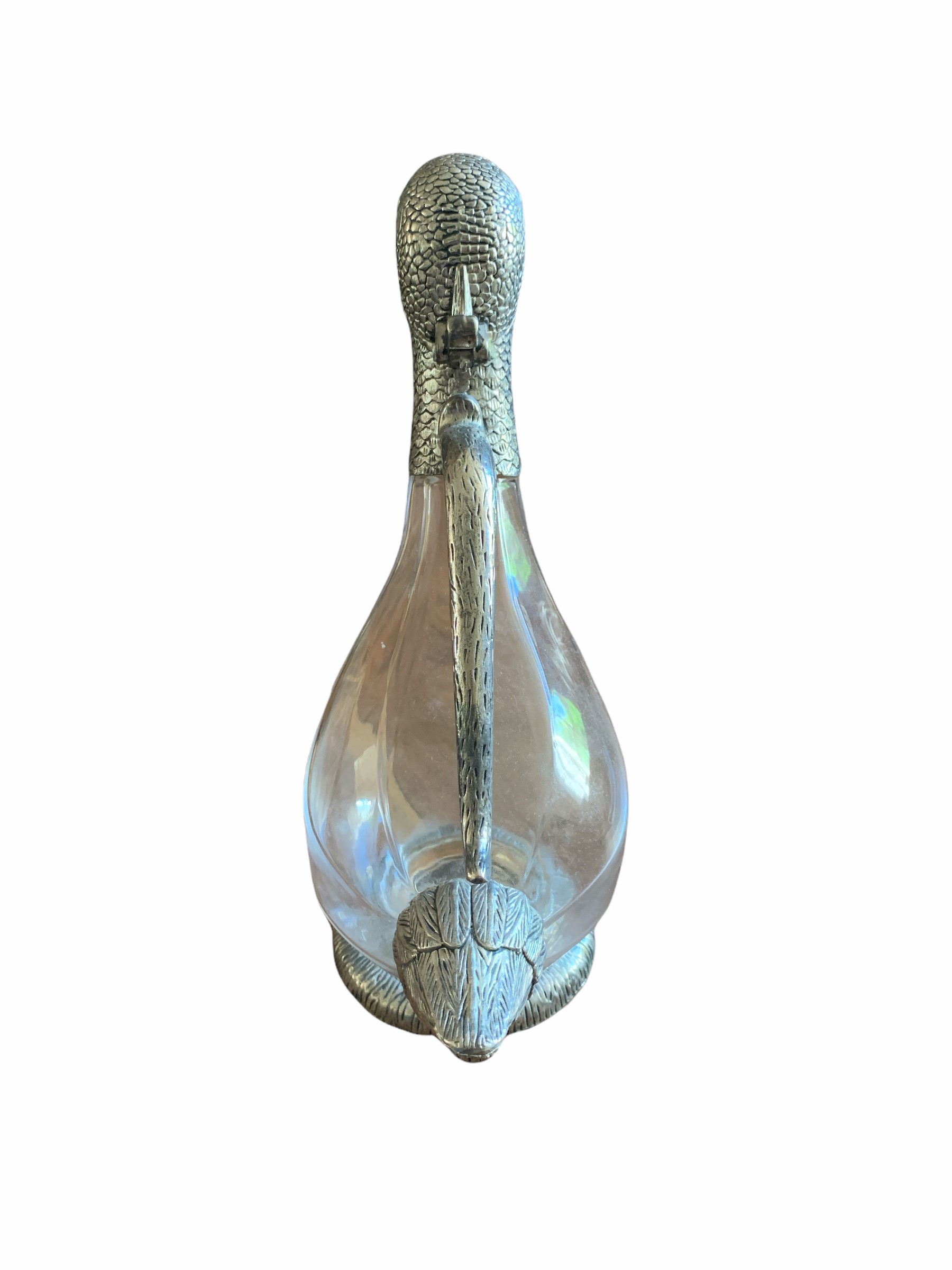 AN EARLY 20TH CENTURY CONTINENTAL SILVER PLATED CLARET JUG FORMED AS A DUCK Having a clear glass - Image 3 of 4