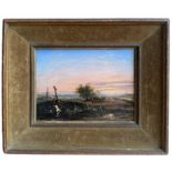 CIRCLE OF THOMAS CRESWICK, BRITISH, 1811 - 1869, OIL ON MAHOGANY PANEL Windmills in the landscape,