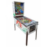 A VINTAGE ARCADE 'QUEEN'S CASTLE' PINBALL MACHINE With decorated chrome case. (w 58cm x h 175cm x