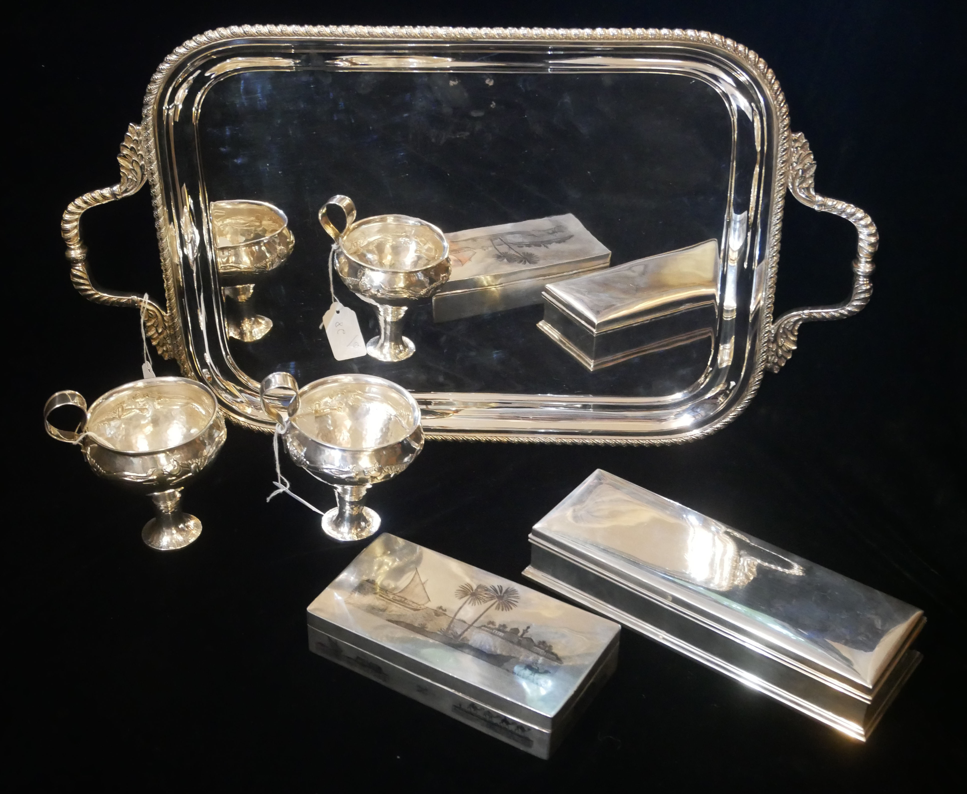 A COLLECTION OF CONTINENTAL SILVER AND WHITE METAL ITEMS To include a pair of Greek silver single