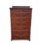 A 19TH CENTURY FRENCH MAHOGANY PEDESTAL CHEST The pagoda top above an arrangement of seven long