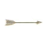 AN EARLY 20TH CENTURY DIAMOND 'ARROW' STICK PIN Set with round cut diamonds and screw mechanism,