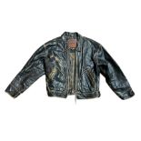 VERTE VALLÉE CLUB, A VINTAGE BLACK LEATHER JACKET Bearing interior label 'Bye Law April 1906' (