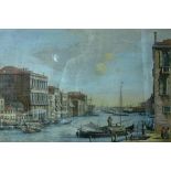 A 19TH CENTURY HAND COLOURED ENGRAVING, A VENETIAN LANDSCAPE Titled 'A View of Rica Schiavoni from