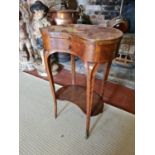 AN 18TH/19TH CENTURY FRENCH KIDNEY SHAPED SIDE TABLE The rouge inset top above slide and drawers, on