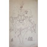 SAUL STEINBERG, 1914 - 1999, LIMITED EDITION (1/75) LITHOGRAPH Sheriff on horseback, mounted,