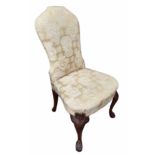 A GEORGE II DESIGN UPHOLSTERED SIDE CHAIR Raised on cabriole legs