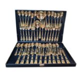 W.M. RODGERS & SON, A VINTAGE GOLD PLATED CANTEEN OF CUTLERY Fifty-one pieces, comprising twelve