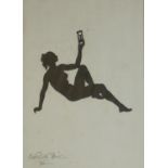 SIR WILLIAM RUSSELL FLINT, 1880 -1969, A SILHOUETTE INK IMPRESSION ON PAPER Titled 'Woman with an