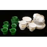 A VINTAGE ENGLISH PORCELAIN PART TEA SET Comprising four cups, four saucers and four side plates,