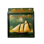 AMERICA, WINNERS OF THE QUEEN CUP 1852, REPRODUCTION SIGN. (w 66cm x h 72.5cm)