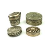 A COLLECTION OF VICTORIAN AND LATER SILVER AND WHITE METAL TRINKET/PILL BOXES To include a