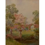 S. MCKINLEY, BN. 1920, WATERCOLOUR Landscape, architectural view, a country house and garden, signed