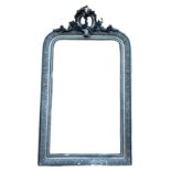 A 19TH CENTURY FRENCH EBONISED AND PARCEL GILT FRAME WITH FLORAL CARTOUCHE. (rebate 51.5cm x 85cm,