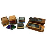 A COLLECTION OF LATE 19TH/EARLY 20TH CENTURY COLOURED GLASS MAGIC LANTERN SLIDES To include three