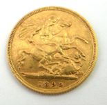 A VICTORIAN 22CT GOLD HALF SOVEREIGN COIN, DATED 1899 With King George and Dragon verso.