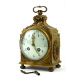 MARTI, AN EARLY 20TH CENTURY FRENCH GILT BRONZE CARRIAGE CLOCK Classical form with a single carry