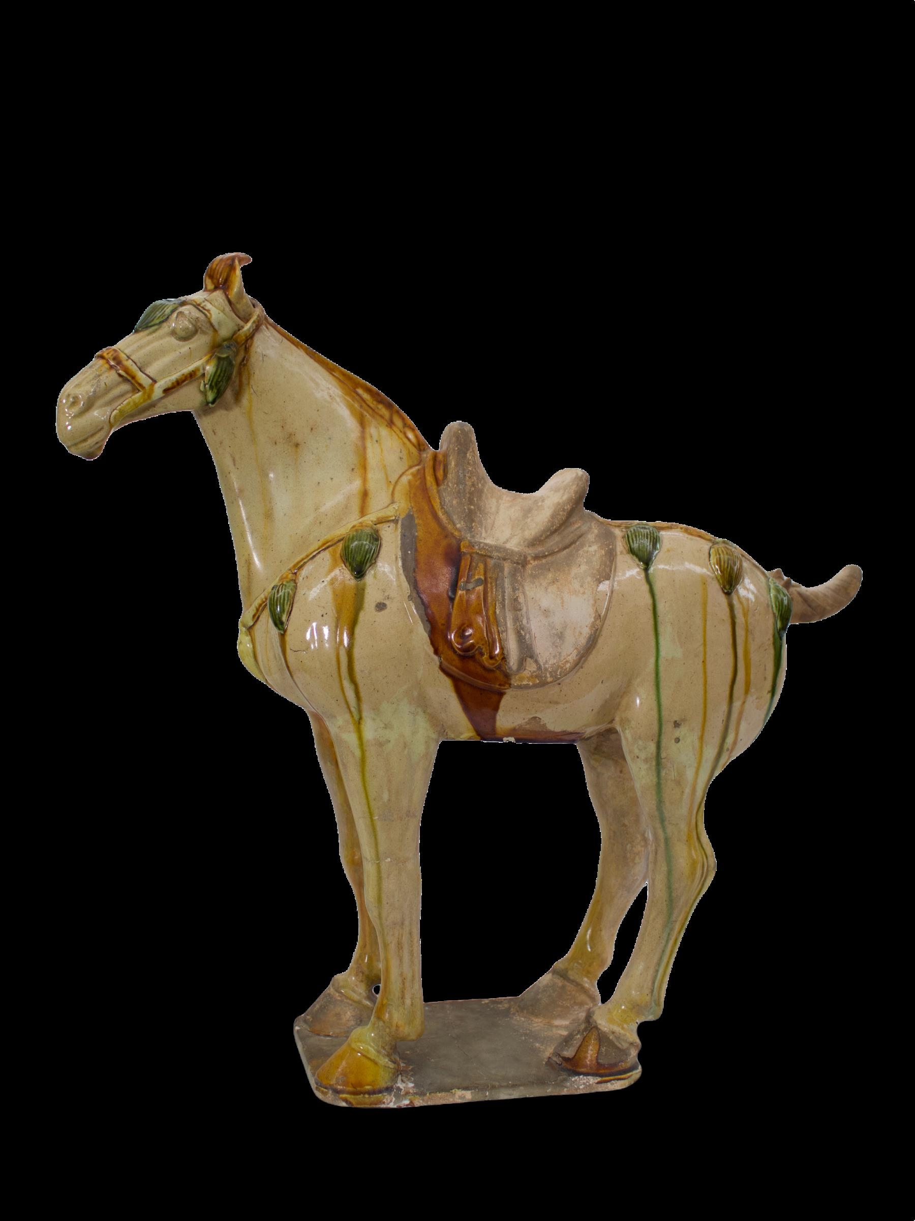 PROPERTY FROM COLLECTION IN CHESHIRE. - A Large Sancai glazed standing horse, Tang Dynasty , with TL