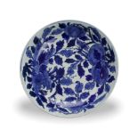 A good blue and white Kangxi mark and period saucer dish, six character underglaze blue mark of