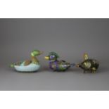 An enamelled filigree Box and Cover in the form of a Duck, stamped Silver� to base,another duck