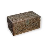 A carved hardwood box with cover, Republic period L 31.3cm W 8cm H4.4 cm