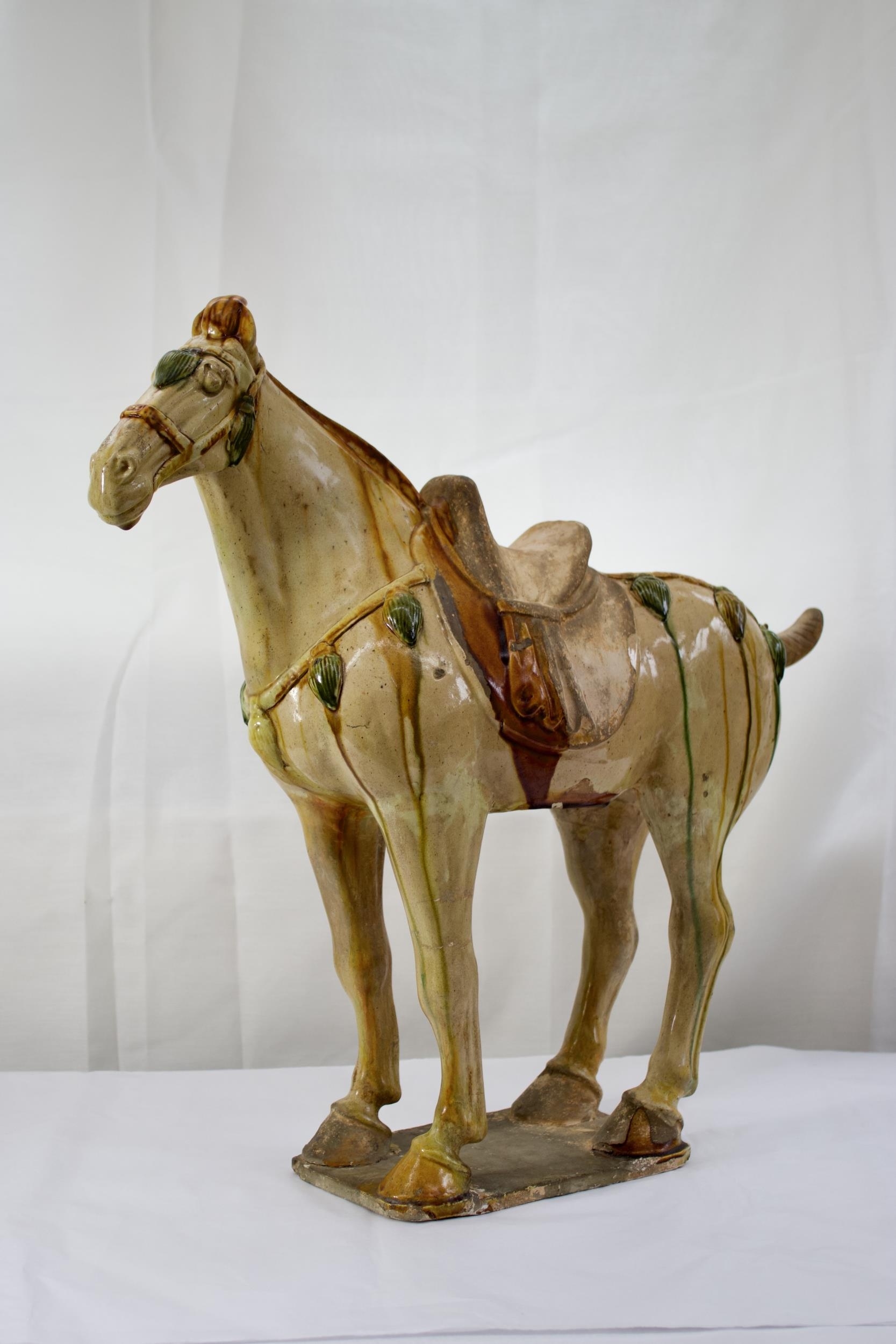 PROPERTY FROM COLLECTION IN CHESHIRE. - A Large Sancai glazed standing horse, Tang Dynasty , with TL - Image 4 of 8